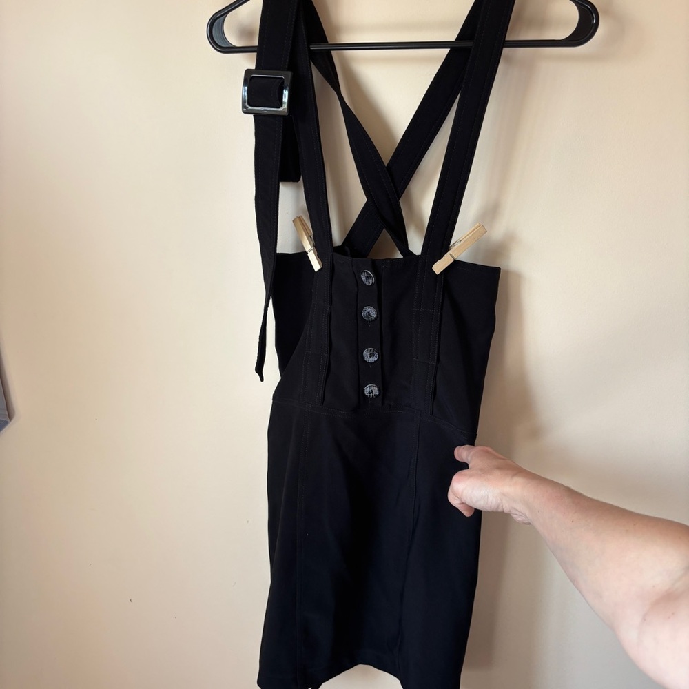 Ekstasy Overall Mini Dress Belt & Button Detail Rave Dark Academia Dress-All